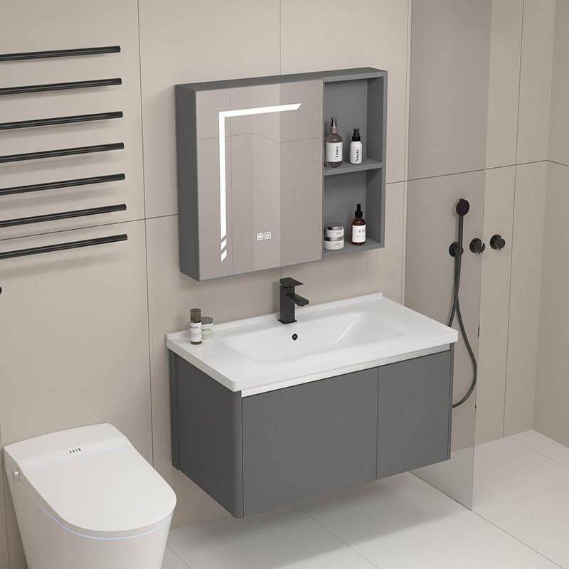 化妆室太空铝合金浴室柜组合洗脸盆柜洗手池陶瓷一体洗漱台包安装