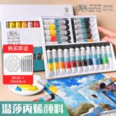 温莎牛顿丙烯颜料套装 儿童手工涂鸦无毒石塑粘土娃防水防晒不掉色