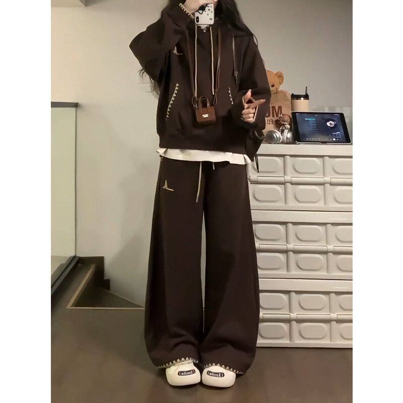 美拉德卫衣运动套装女春秋季学生韩版宽松时尚卫裤休闲两件套跑步