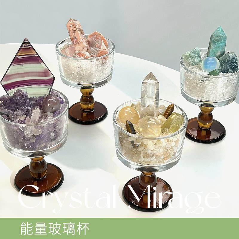 Pickme家居创意能量天然水晶立体杯净化消磁玻璃杯高颜值玄关摆设