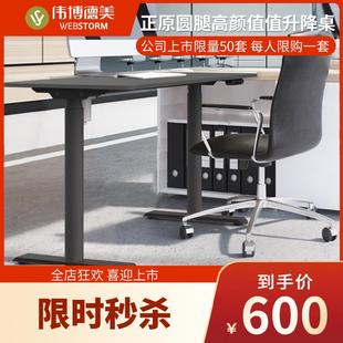 升降电脑桌书桌 F12单电机电动升降桌站立家用办公桌正圆腿智能款
