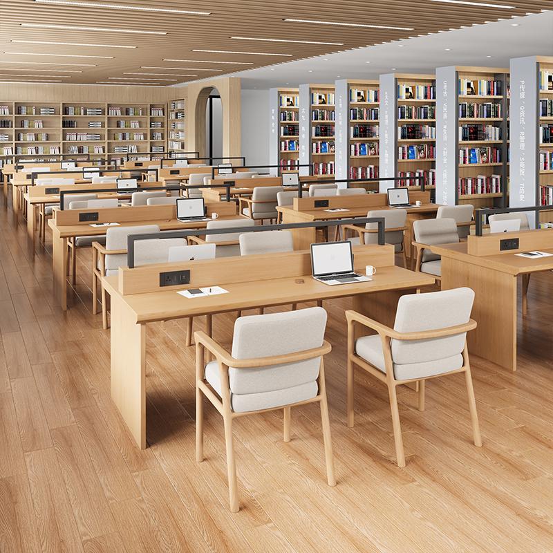 定制学校图书馆阅览室桌子共享书店带灯办公会议配套椅书架组合