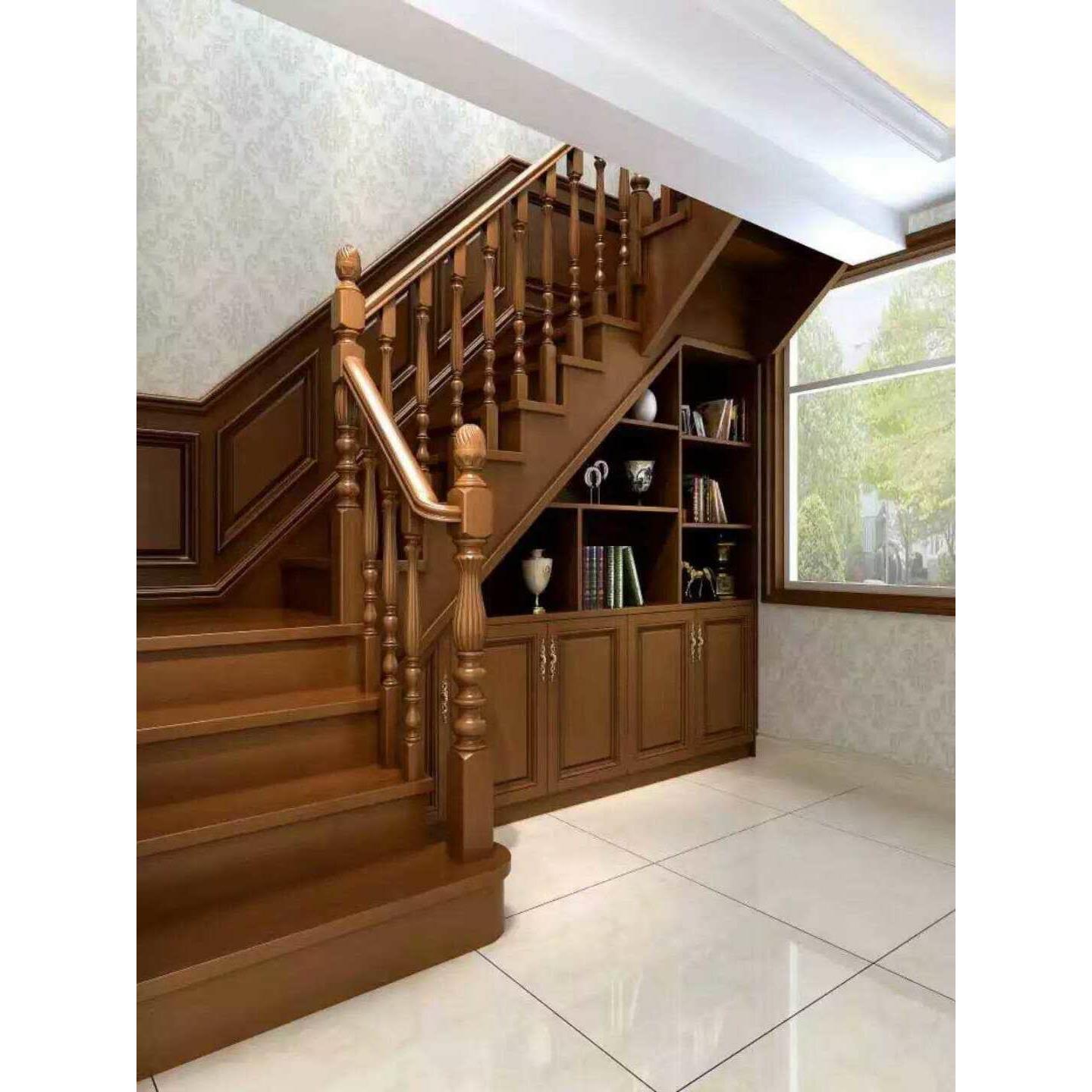 厂家直销实木楼梯订做别墅跃层阁楼栏杆木扶手飘窗阳台护栏踏步板