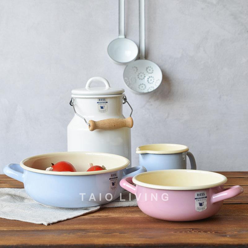 奥地利制RIESS搪瓷双耳碗小清新手工高品质双耳锅焗饭碗菜汤面盆