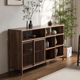 新中式储藏柜实木茶水柜茶边柜餐边柜杂物柜茶具置物柜架展示矮柜