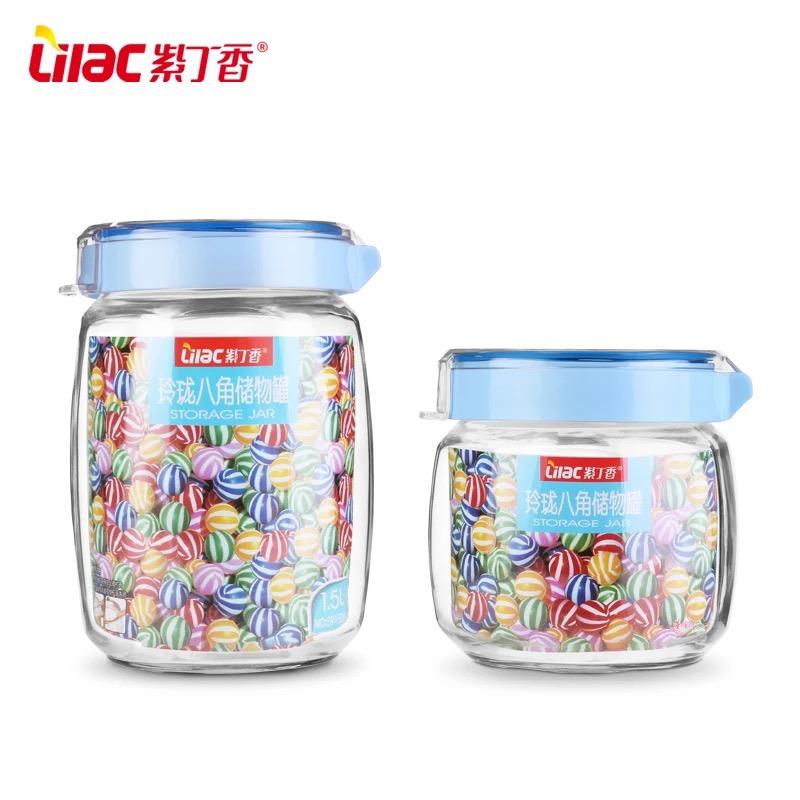 紫丁香玻璃密封罐大号防潮储物罐干 干货杂粮食品瓶子奶粉罐茶叶