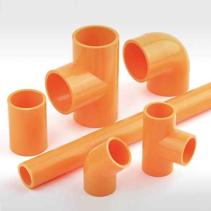 PVC橙色给水管件 变径直接弯头三通直弯大小头鱼缸水族用橙色管材