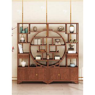 博古架实木新中式大团圆多宝阁客厅仿古隔断置物架展示柜菠萝格木