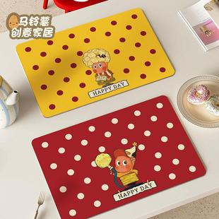 防油防水免洗星星人餐垫红色波点皮革桌垫咖啡机台面隔热垫耐高温