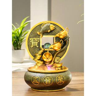 风水轮聚宝盆招财聚财喷泉流水摆件循环水客厅前台办公室开业礼物