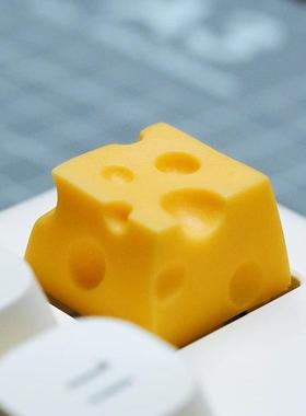 KeyPlayer可爱单个奶酪个性键帽磨砂客制化十字轴黄色机械键盘