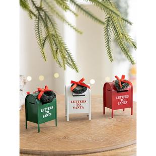 董庆圣诞装饰铁艺花环邮筒挂件圣诞树气氛安排挂件桌面景观装饰