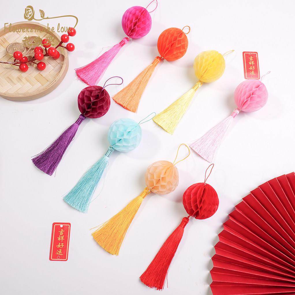 年宵花装饰小灯笼 福桶装饰挂件 油塑纸小红灯笼新款挂饰元旦挂件