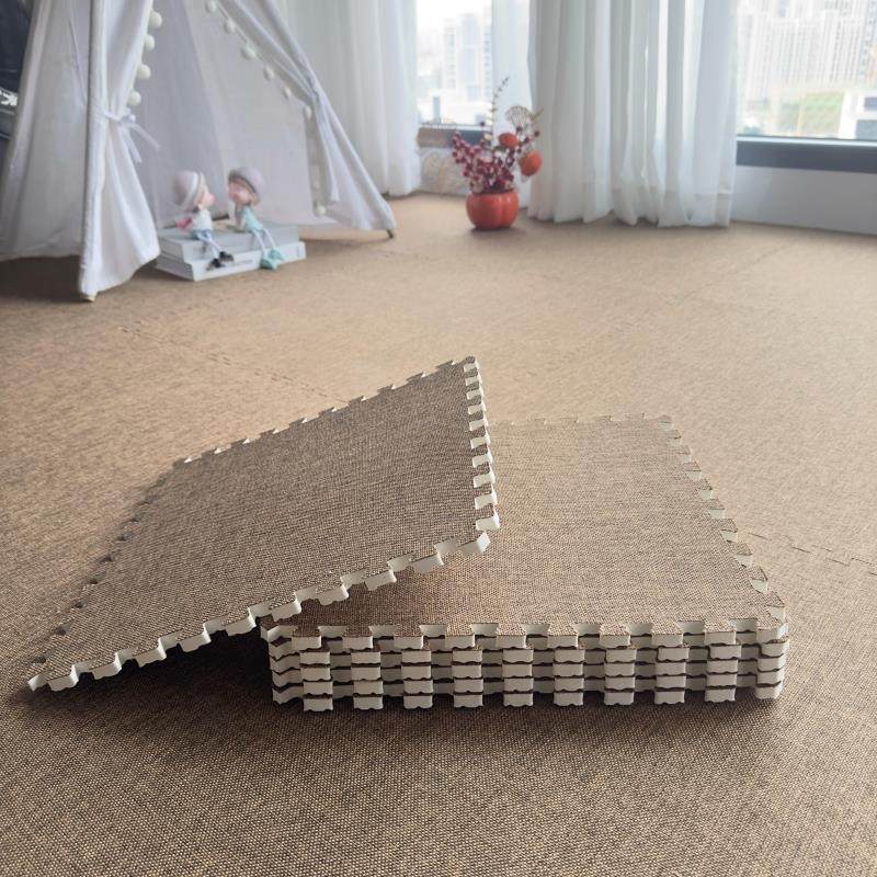 日式棉麻地毯卧室拼接泡沬地垫儿童榻榻米房间家用可擦洗地板垫子