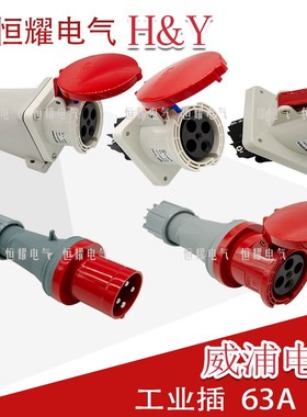 威浦工业插头插座4芯63A插头明装暗装连接器TYP643TYP2918连接器