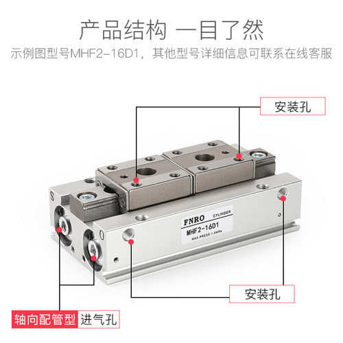 气动导轨滑台手指气缸夹爪平行夹HDF/MHF2-8D12D16D20D/D1/D2R