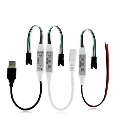 SP002E迷你3键led幻彩控制器 2812B全彩灯带WS2811灯条调光器USB