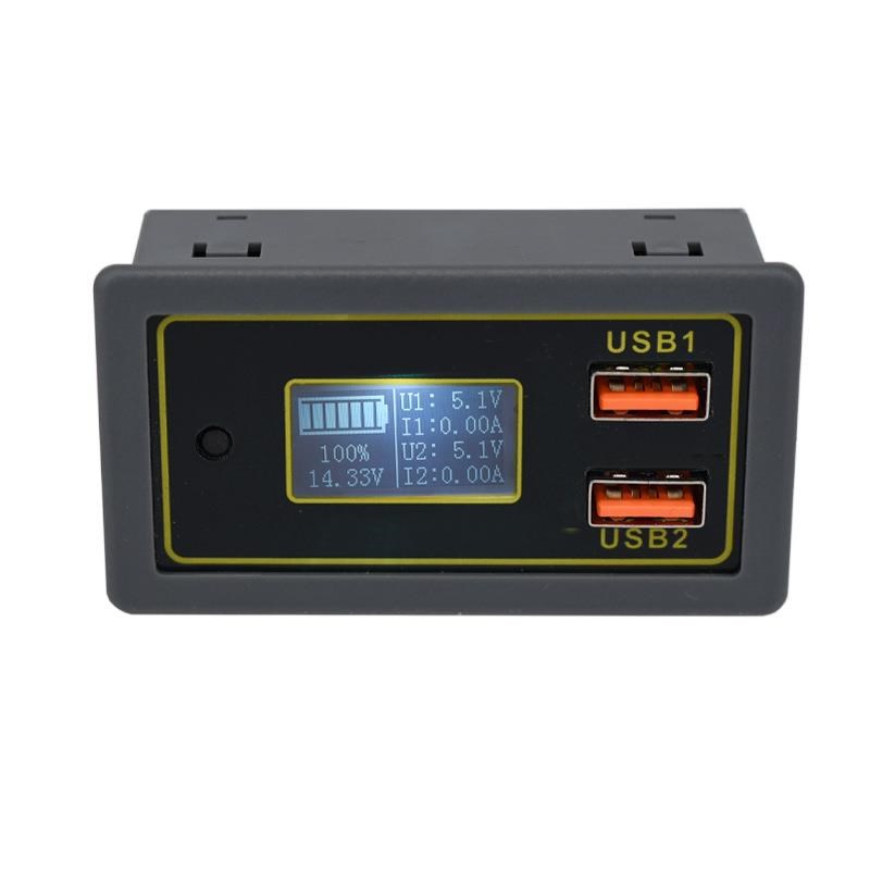 车载直流电压电量表12V24V电瓶铅酸电池转5V USB快冲电流显示器