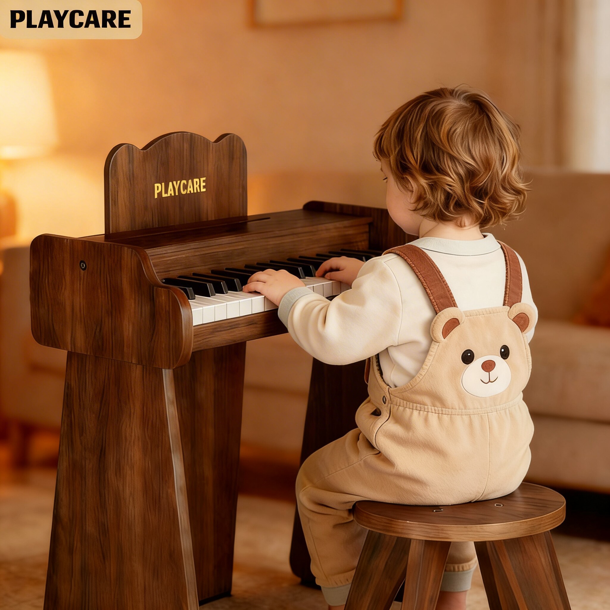 PLAYCARE木质儿童小钢琴电子琴玩具宝宝女孩礼物男孩入门家用初学