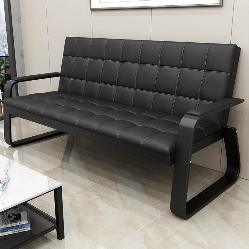 办公沙发茶几组合简易接待简约会客洽谈现代三人位铁艺办公室沙发