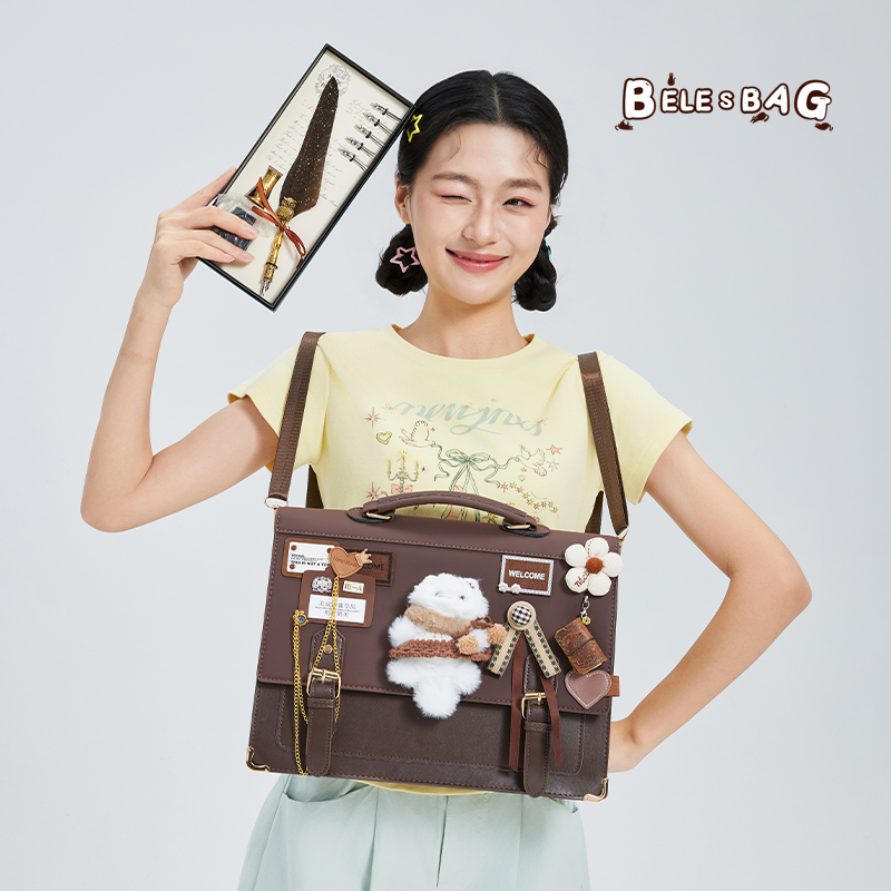 BELE新款原创设计美拉德猫学院单双肩包大容量时尚斜跨手提包