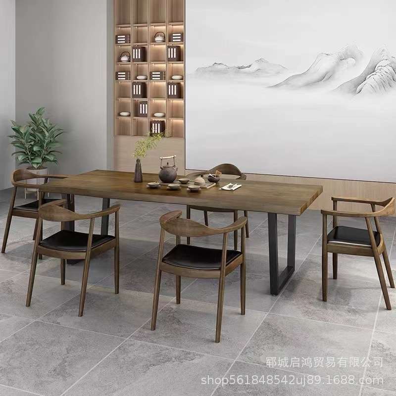 茶桌全套实木椅组合仿古现代简约功夫茶台南榆木茶几桌办公室套装