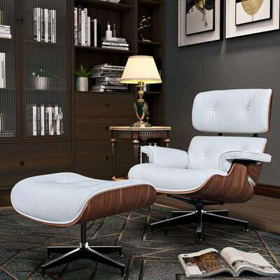 伊姆斯躺椅经典eames真皮沙发椅办公室休闲躺椅书房家用单人椅