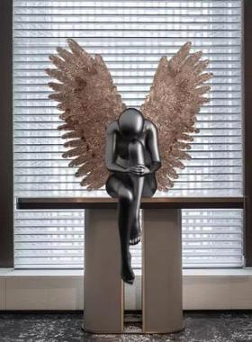 左顾现代创意雕塑摆件落地天使人物酒店大堂艺术品样板房客厅摆件