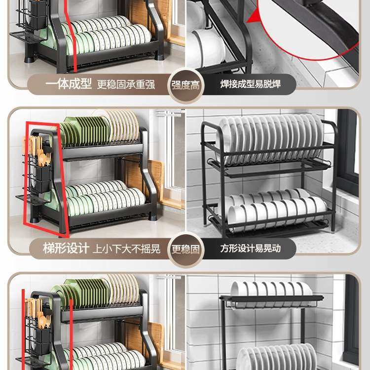 厨房置物架碗碟碗盘收纳架沥水架家用多功能放碗架碗筷收纳盒碗柜,厨房/烹饪用具,抹布架/厨房清洁收纳架,淘宝优惠券,粉丝福利购,淘宝优惠卷