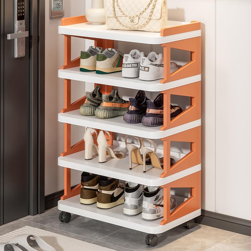 新疆包邮鞋架家用门口多层简易小型窄门后带轮子鞋柜置物架收纳入