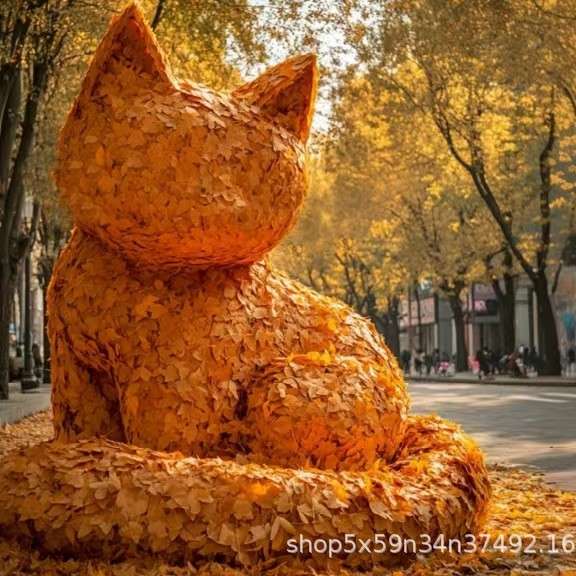 卡通稻草人工艺品景区绿雕主题摆件场景布置大型动物造型装饰雕塑