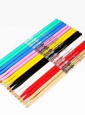 hun汉牌 架子鼓鼓棒5A鼓槌7A胡桃木5B彩色练习专业演奏鼓锤爵士鼓