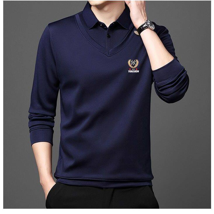 H假两件男士保暖衣加绒polo衫加绒加厚修身挺拔NZ463