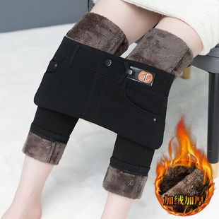 女外穿加绒牛仔裤 2025秋冬季 H显瘦黑色小脚裤 NZ736 下单立减50