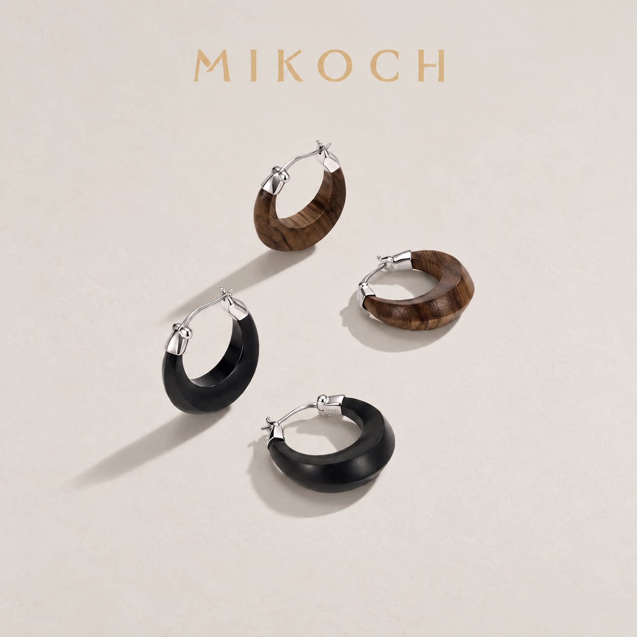 MIKOCH穹顶马蹄檀木耳环女耳饰