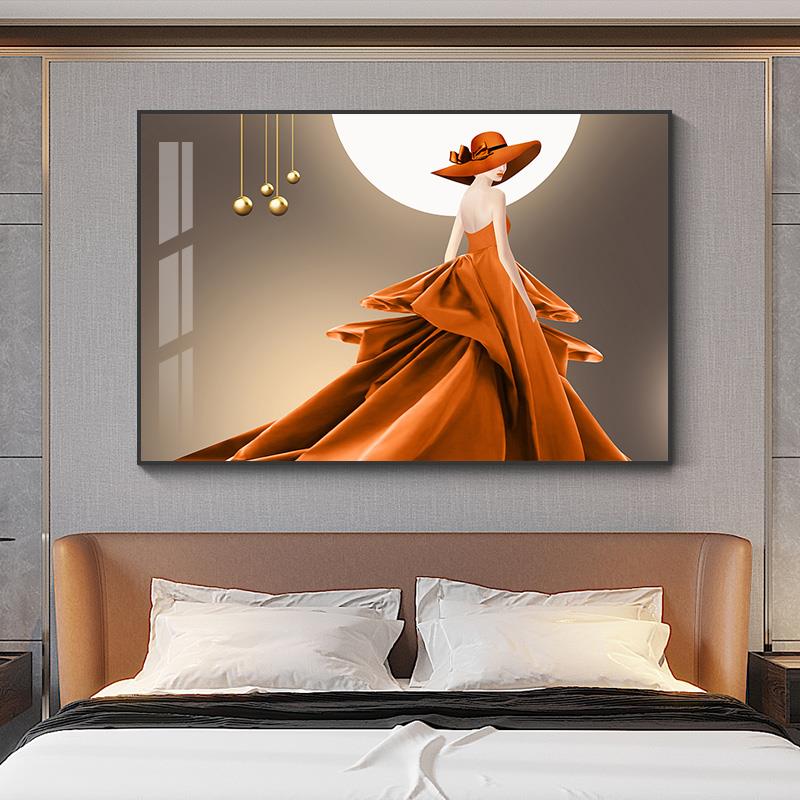 现代轻奢人物卧室床头装饰画美容院时尚主卧房间挂画美女墙壁画图片