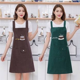 女工作服务员美甲奶茶店印字 防水围裙背带厨房家用厨房女时尚