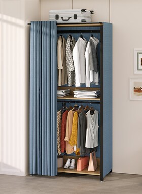 卧室布出租房用防尘布帘组装现代钢木架结实耐用