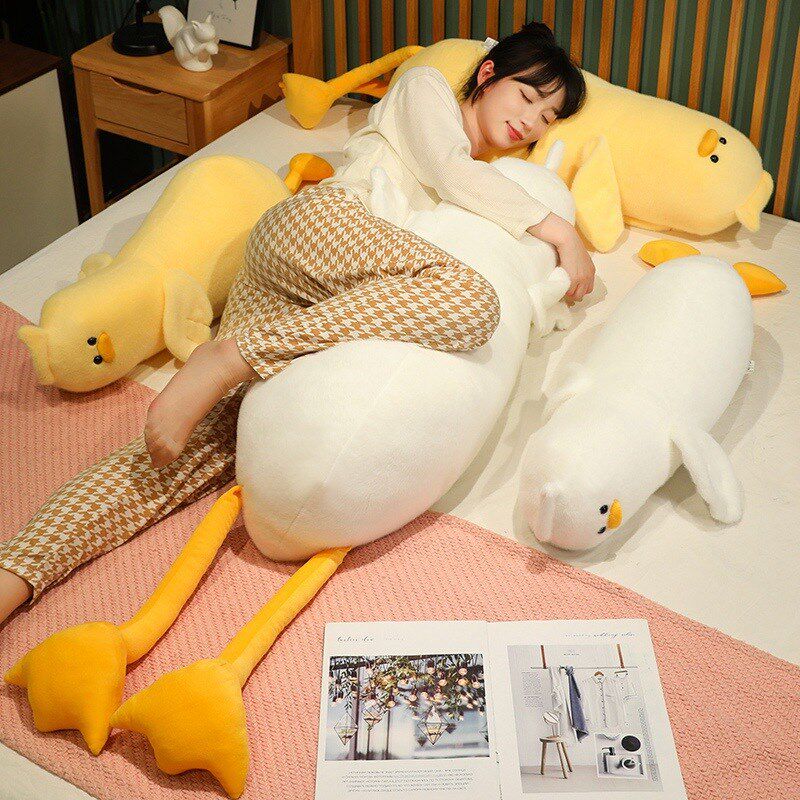 创意躺平爱鸭子公仔毛绒女生床上睡觉长条夹腿抱枕沙发靠枕