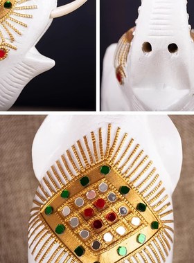 大象摆饰一对实木白色泰国工艺礼品摆饰招财吸水木雕东南亚风格装