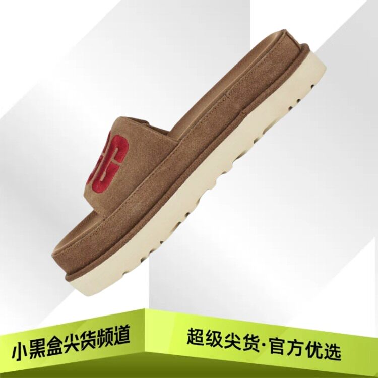 UGG拉顿字母厚底拖鞋 时尚增高沙滩凉鞋 女款1110110图片