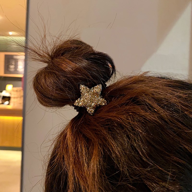 水钻发圈星星五角星发绳女带钻头饰精致头绳丸子头高级感发饰