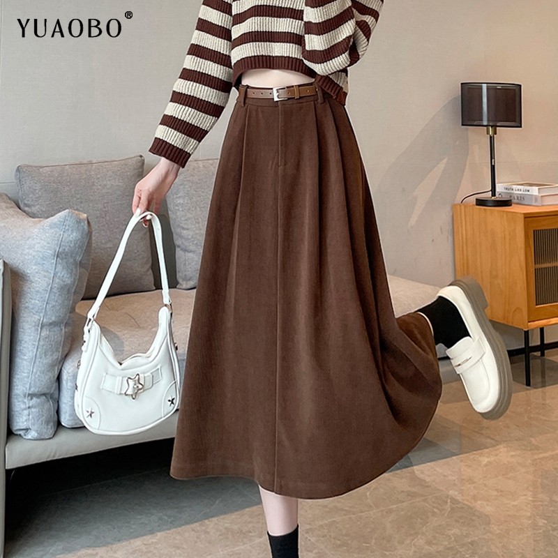 灯芯绒半身裙女秋冬2025新款高腰显瘦a字时尚感休闲气质百搭长裙