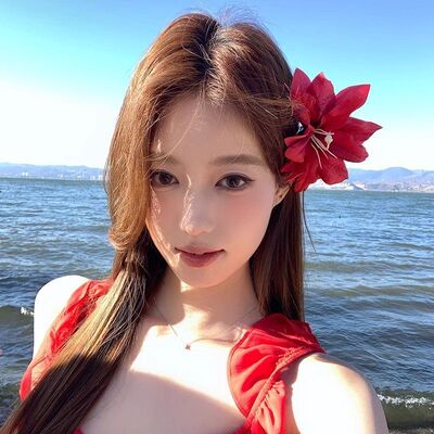 度假风红色花朵发夹女新款新中式