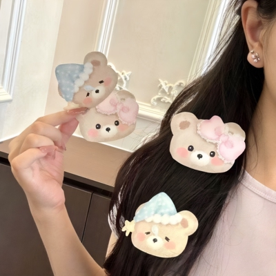 软萌小熊卡通刘海魔术贴发贴