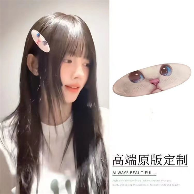 鞠婧祎星奇摇同款发夹大脸猫咪发夹高颜值可爱小奶猫碎发边夹发饰