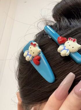 甜心baby 可爱卡通hellokitty发夹蓝色鸭嘴夹刘海夹子猫咪个性女