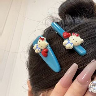 甜心baby 可爱卡通hellokitty发夹蓝色鸭嘴夹刘海夹子猫咪个性女