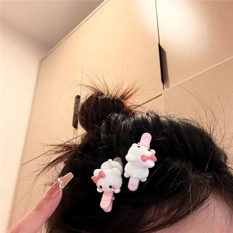 韩系ins可爱Hellokitty侧边kt可爱趴趴猫一字刘海鸭嘴定型发夹