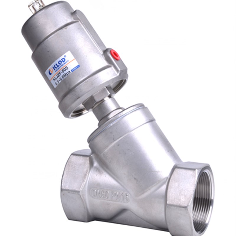 开灵304不锈钢常闭单作用气动角座阀2寸全不锈钢DN50角阀